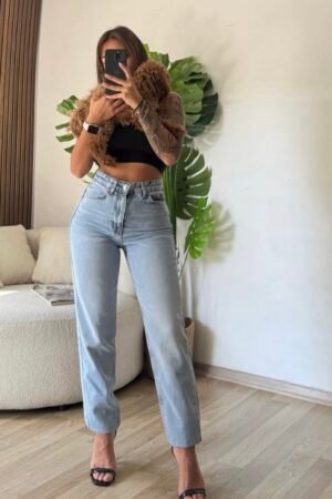 Yüksek Bel Rahat Kesim Mom Jean