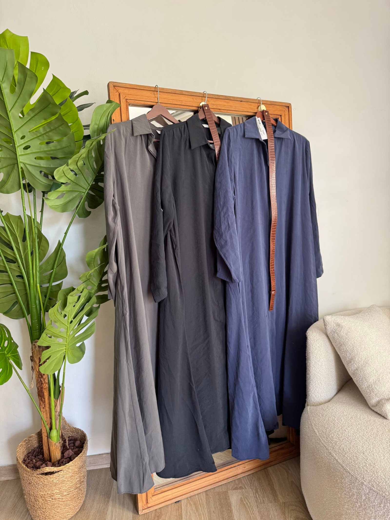 Uzun Dökümlü Gömlek Elbise