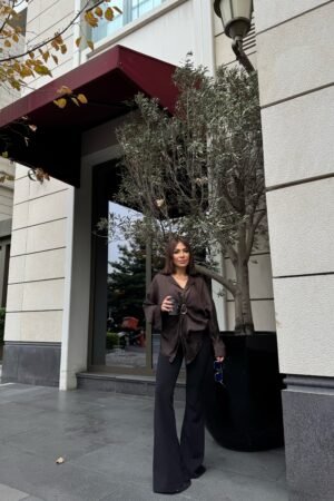 Büyük Beden Seçenekli İspanyol Paça Kumaş Pantolon - Siyah