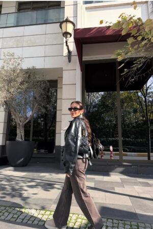 Yüksek Bel Kahverengi Palazzo Jean