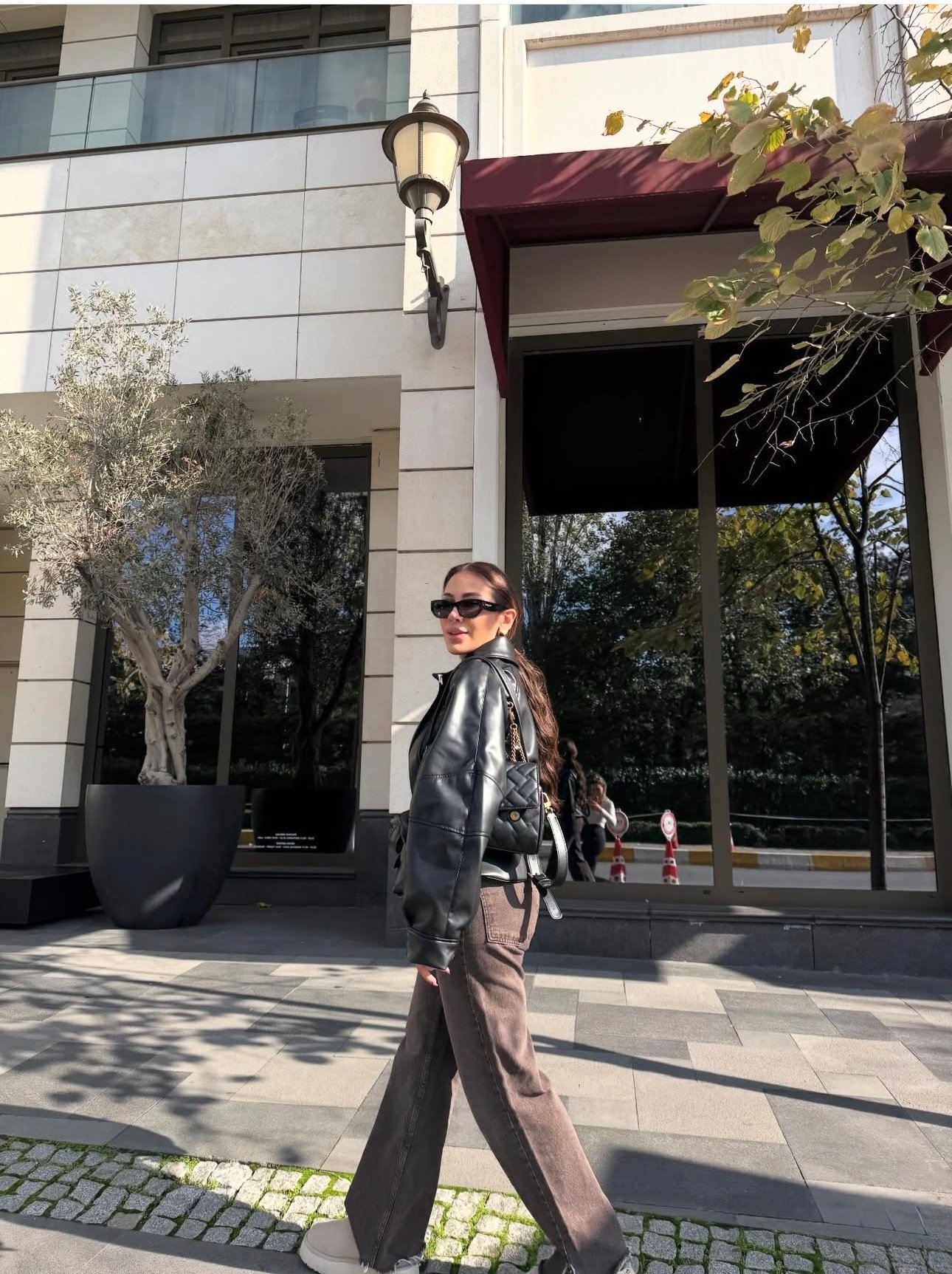 Yüksek Bel Kahverengi Palazzo Jean