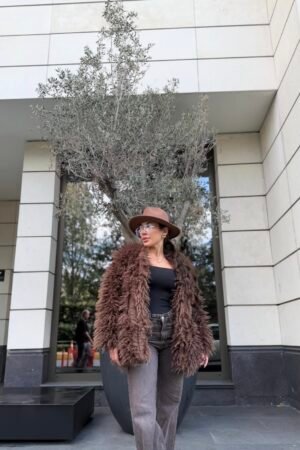 Uzun Tüylü Shaggy Yapay Kürk Ceket