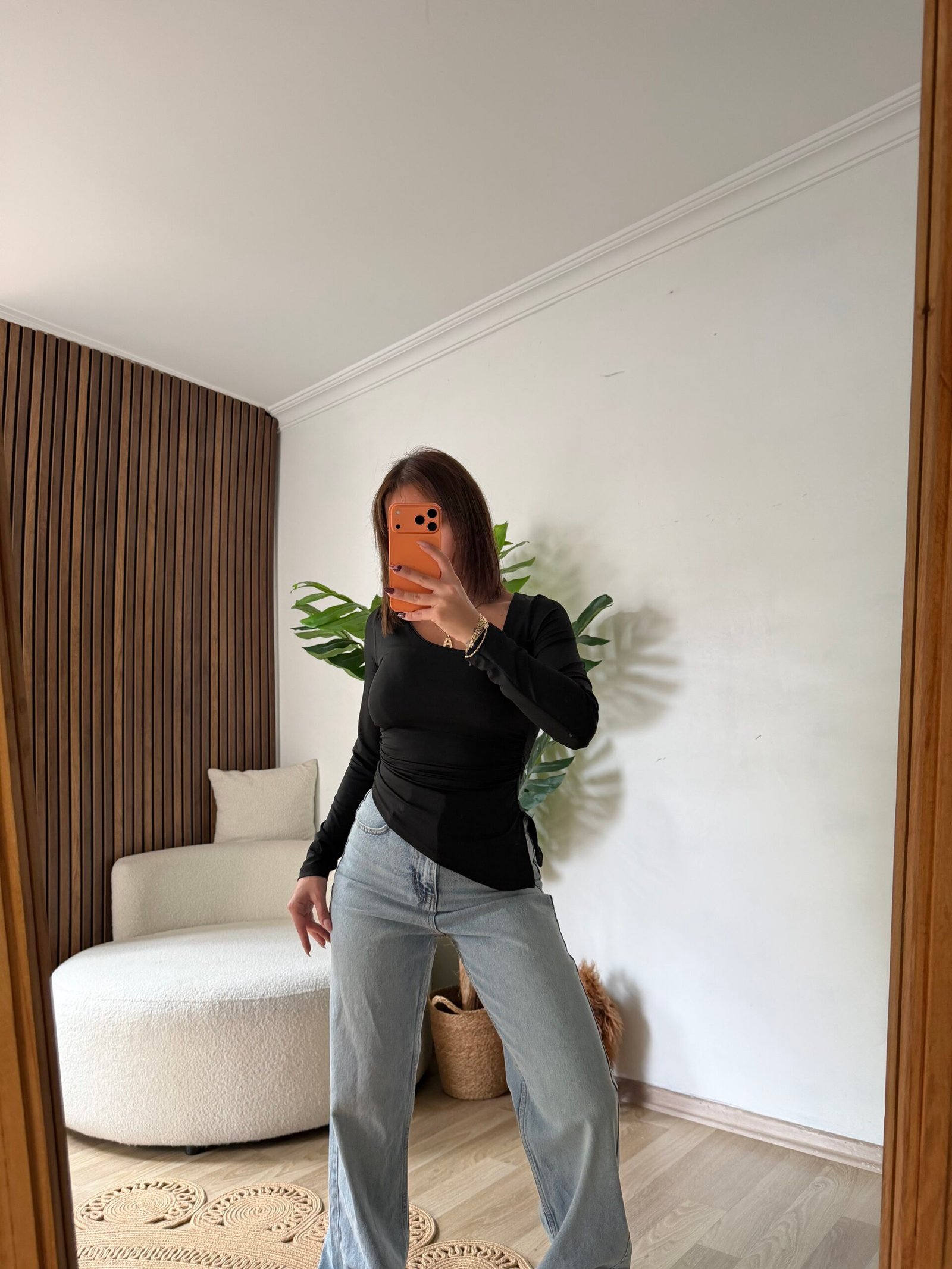 Yandan Büzgülü Asimetrik Yaka Body