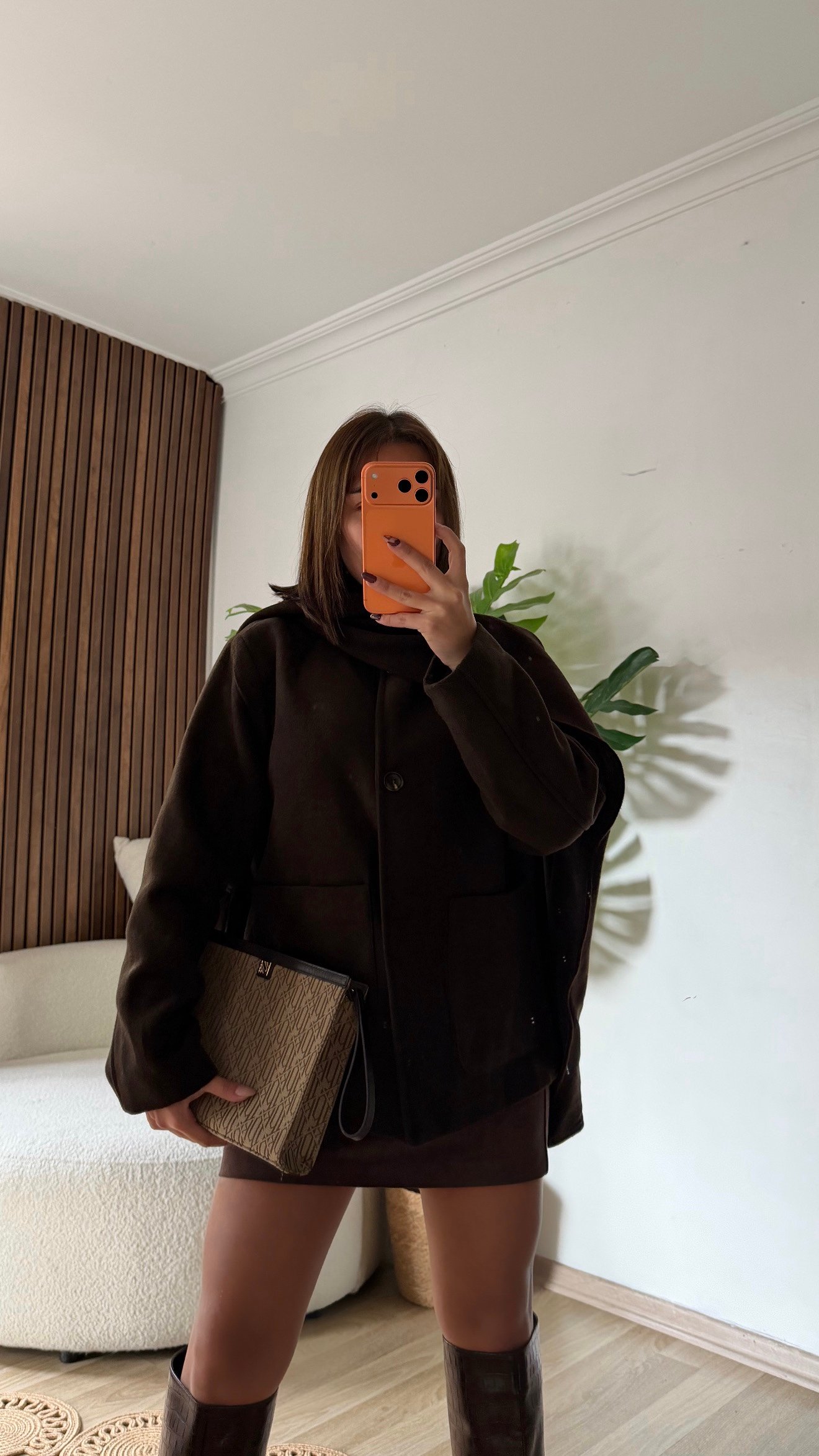 Geniş Şal Yaka Düğmeli Kaşe Ceket - Görsel 4