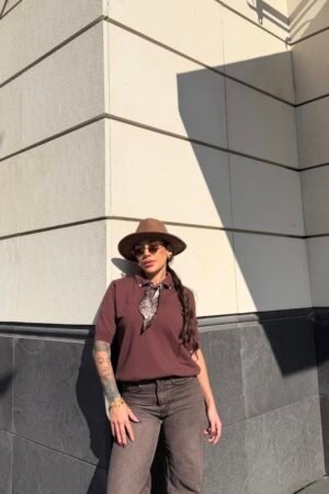 Şal Yaka Detaylı Kısa Kollu Triko Bluz