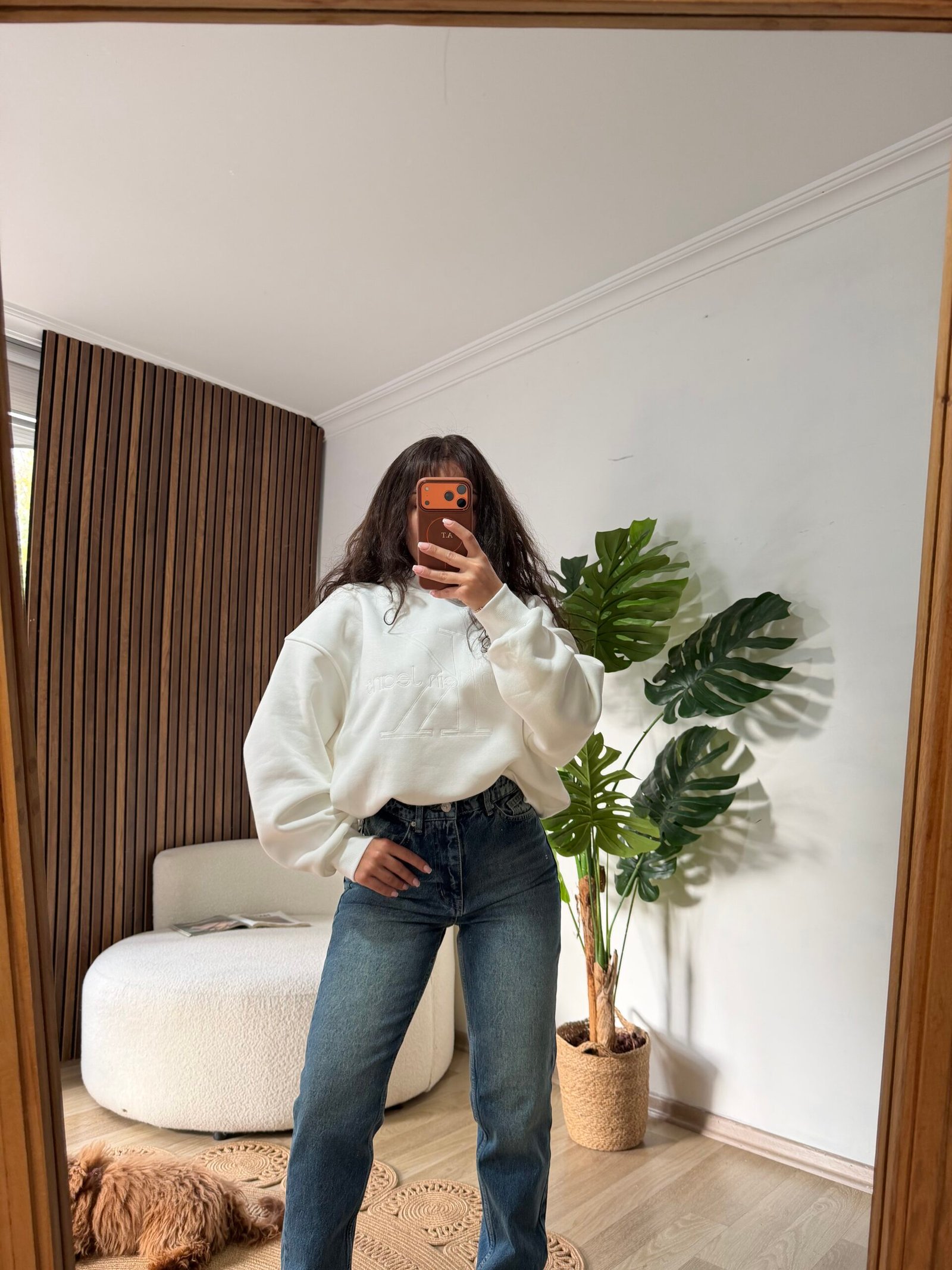 Şardonlu Kapüşonlu Nakışlı Polar Sweatshirt