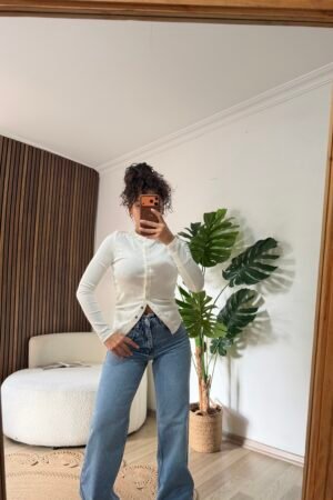 Önü Çıtçıtlı Fitilli Uzun Kollu Body