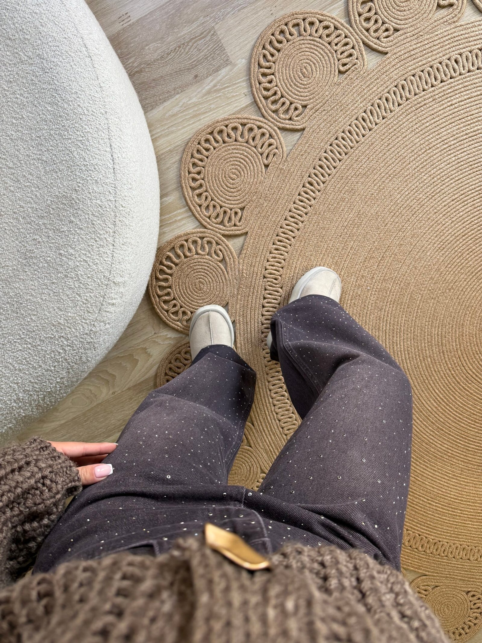 Kristal Taş İşlemeli Yüksek Bel Palazzo Jean - Görsel 2