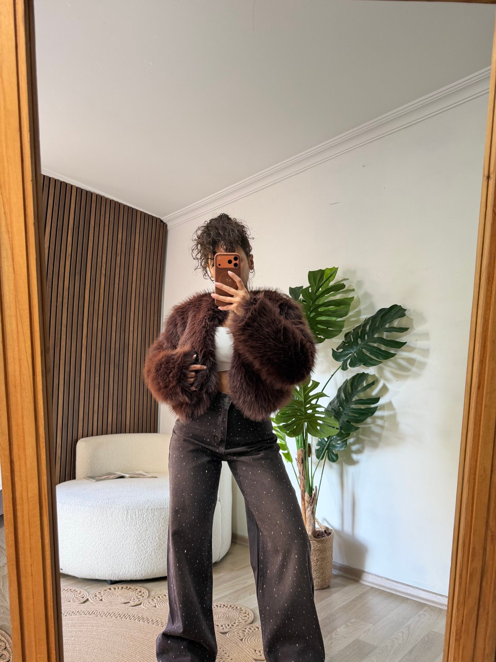 Kristal Taş İşlemeli Yüksek Bel Palazzo Jean - Görsel 3