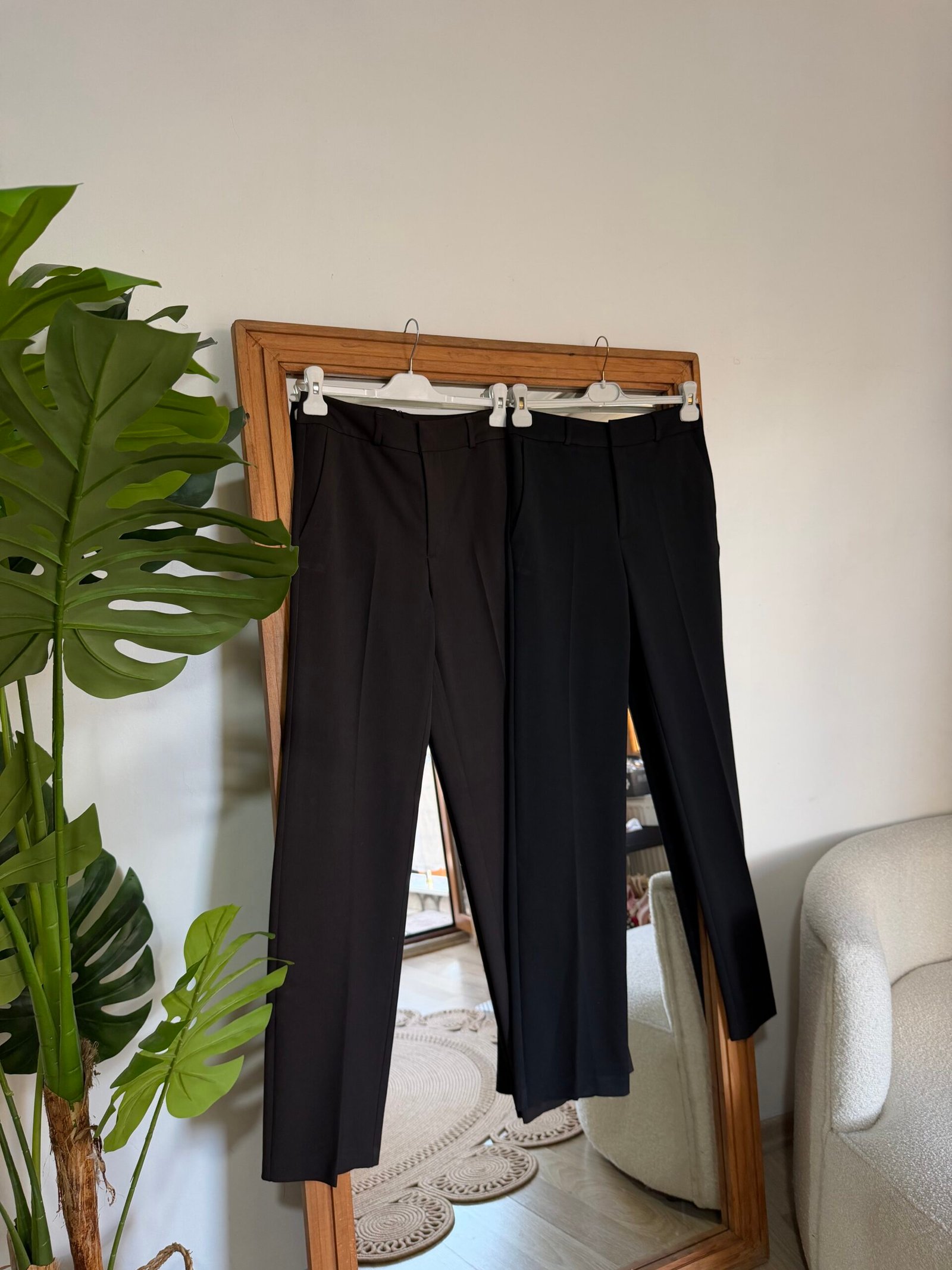 Yüksek Bel Dökümlü Palazzo Kumaş Pantolon - Görsel 3