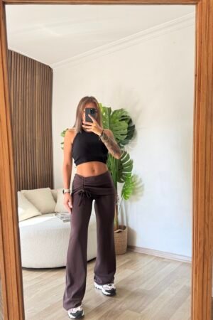 Yandan Büzgülü İspanyol Paça Tayt