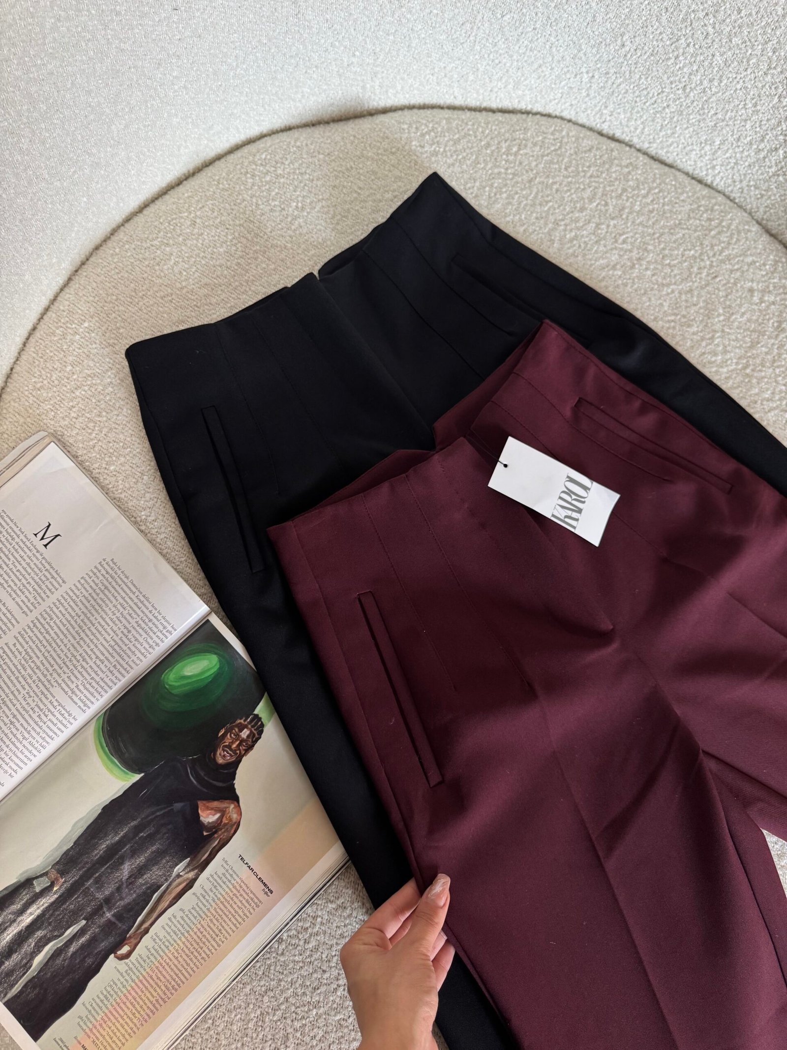 Yüksek Bel Pensli Havuç Kesim Kumaş Pantolon - Görsel 5