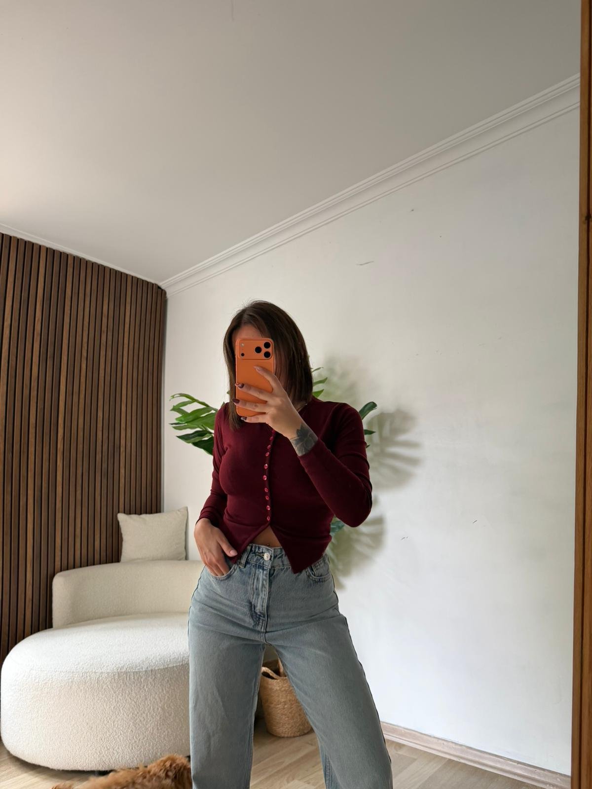 Önü Düğmeli Fitilli Basic Bluz - Görsel 4