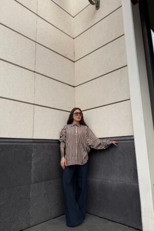 Oversize Çizgili Gömlek