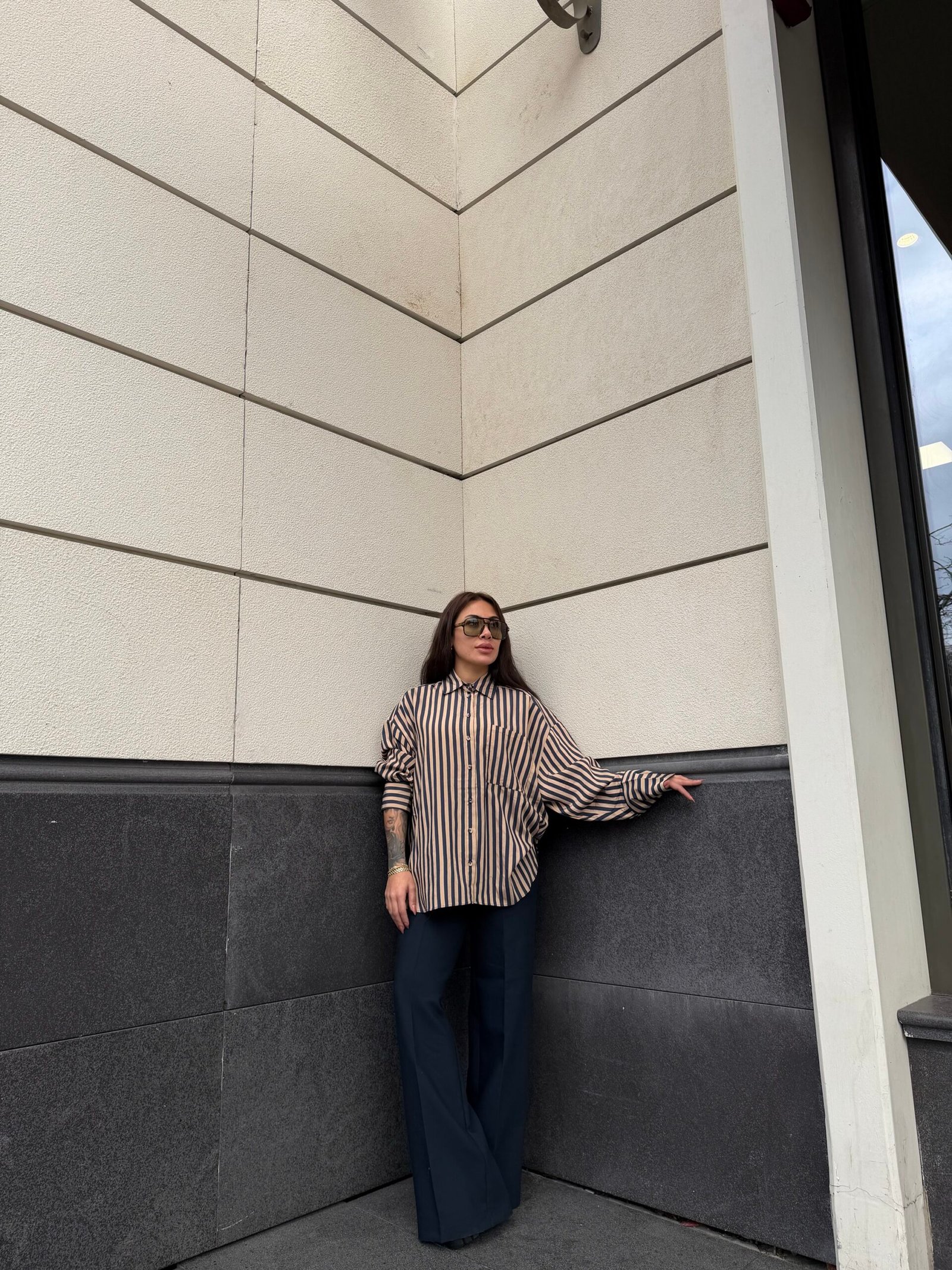 Oversize Çizgili Gömlek