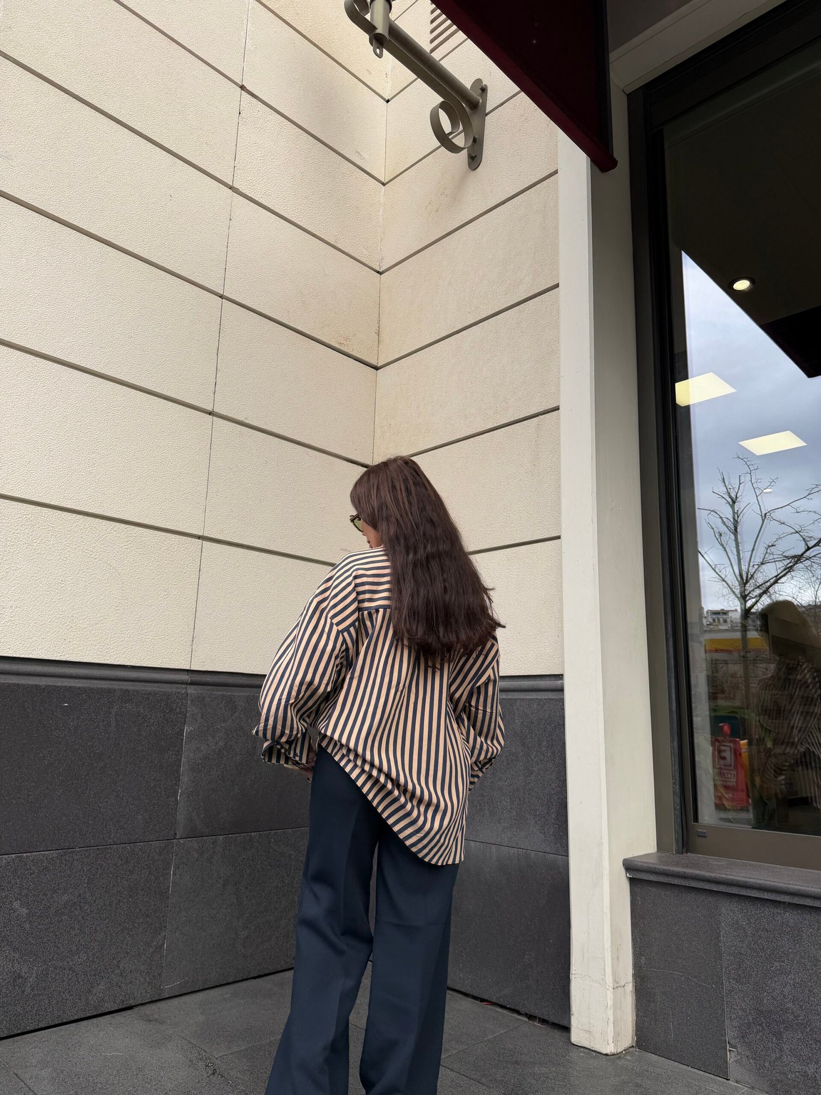 Oversize Çizgili Gömlek - Görsel 2