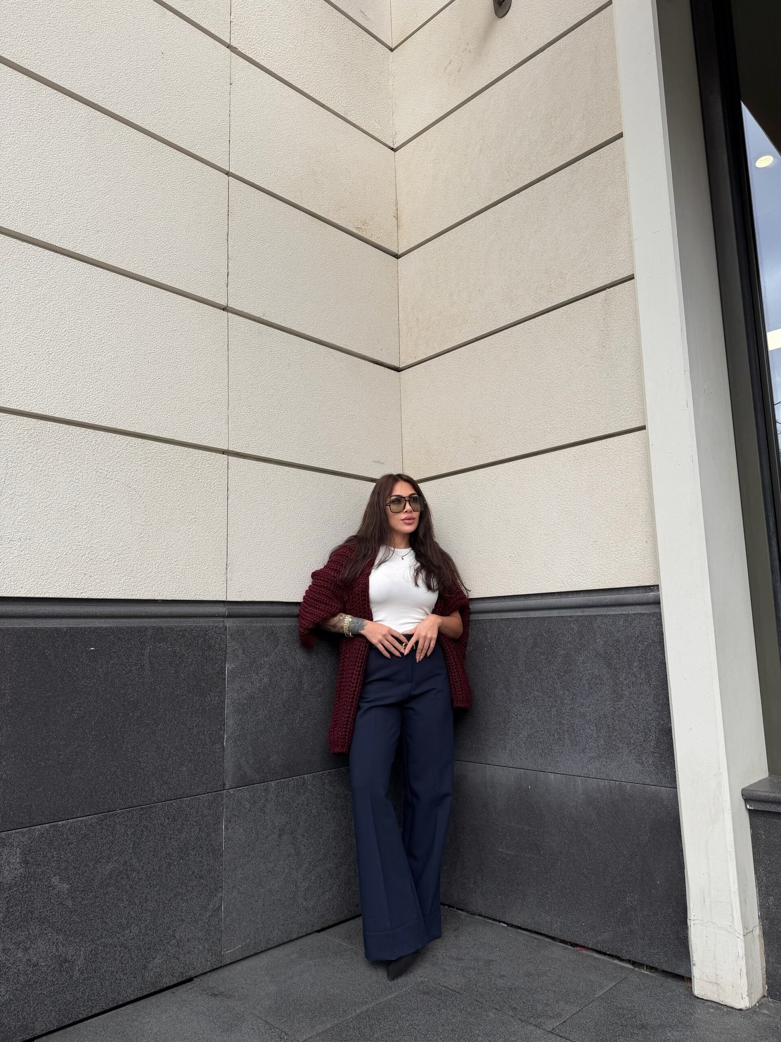 Kemerli Yüksek Bel Palazzo Kumaş Pantolon