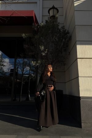 Yüksek Bel Pileli Uzun Siyah Etek