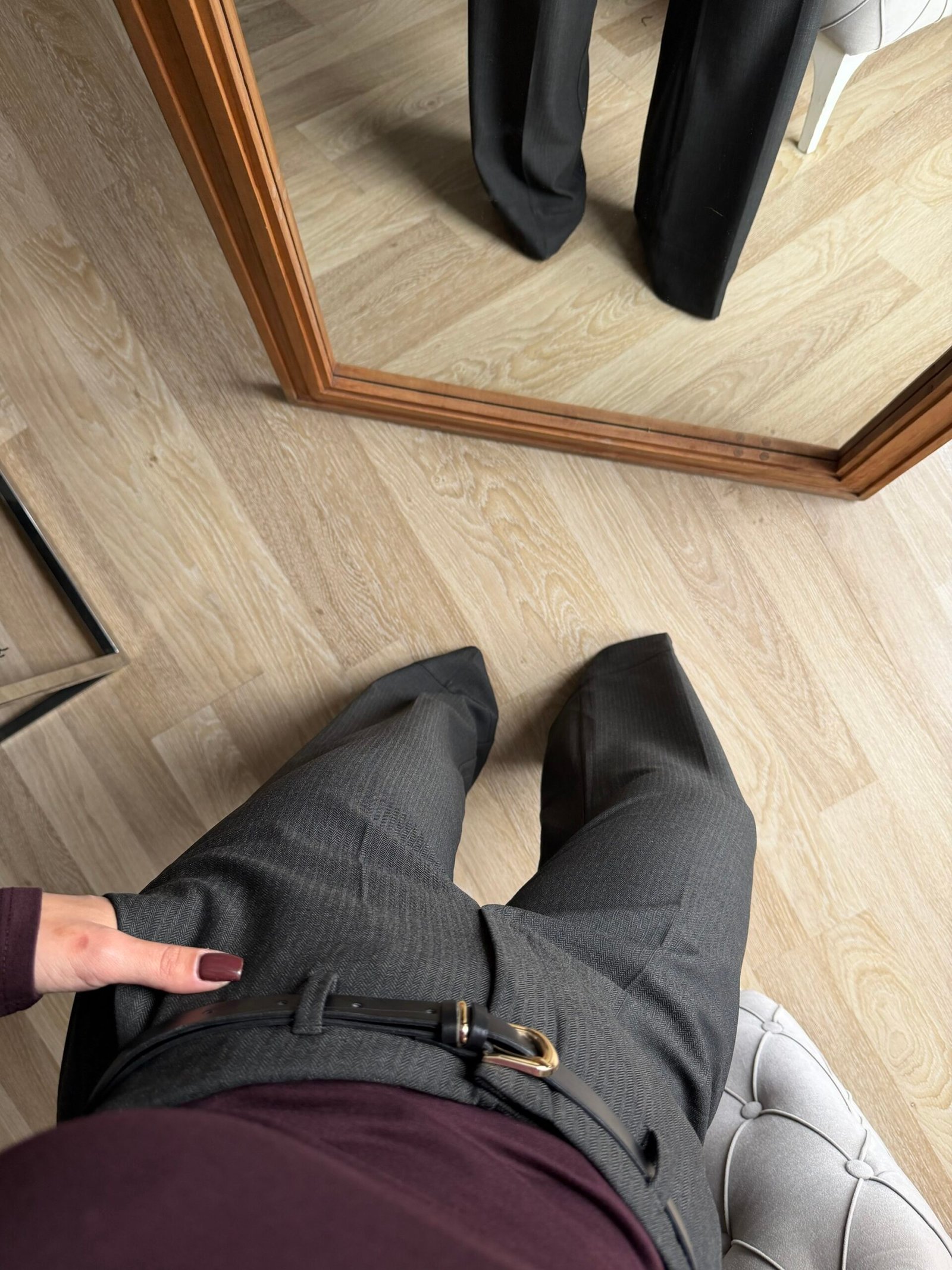 Kemerli Yüksek Bel Palazzo Kumaş Pantolon - Görsel 5