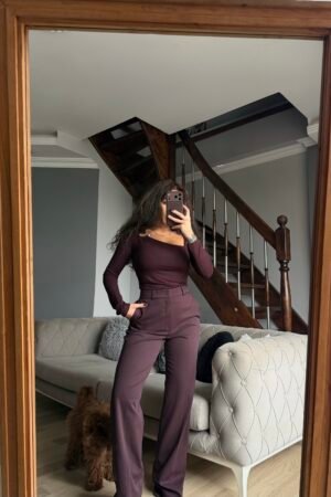 Yüksek Bel Dökümlü Palazzo Kumaş Pantolon