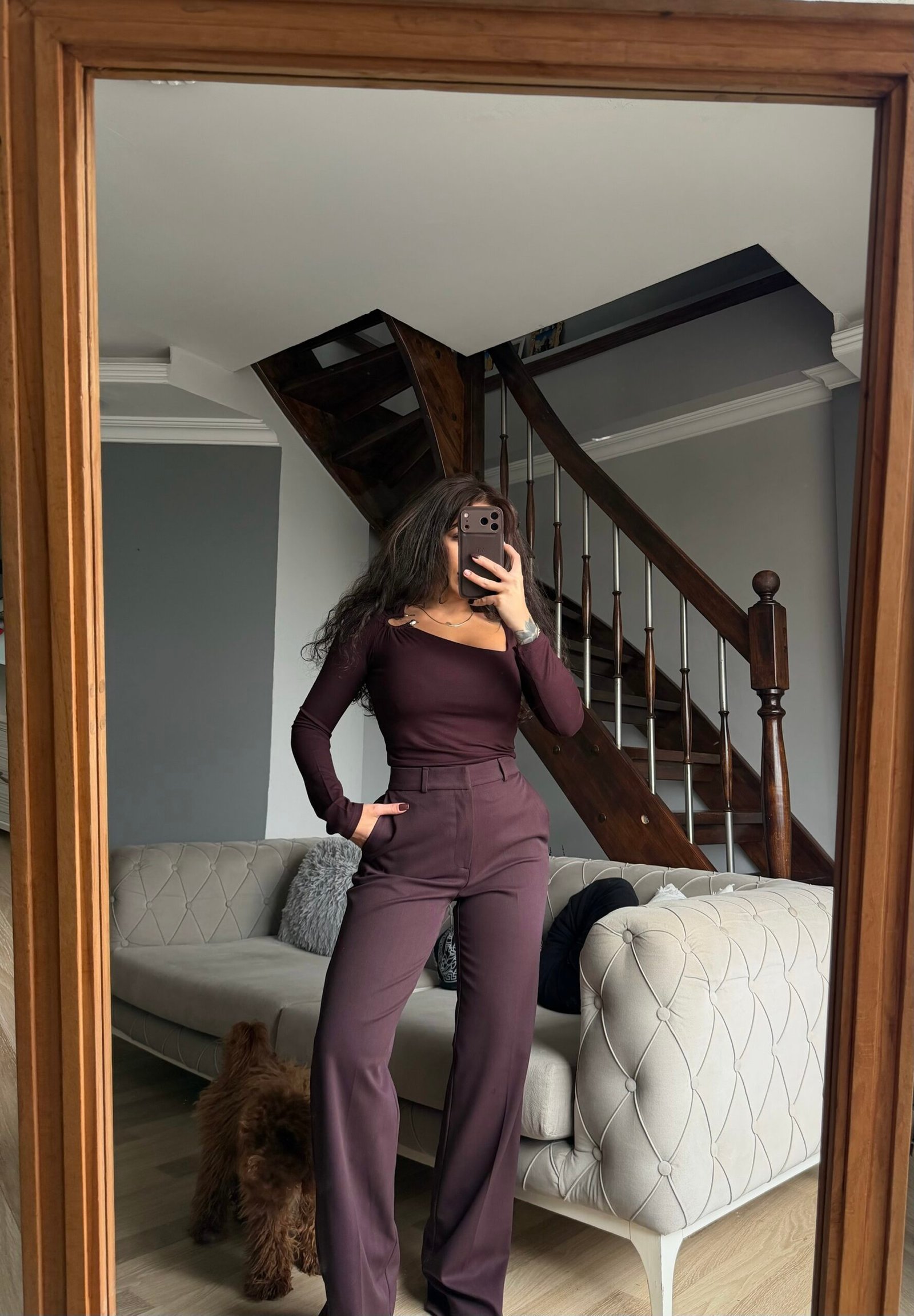 Yüksek Bel Dökümlü Palazzo Kumaş Pantolon