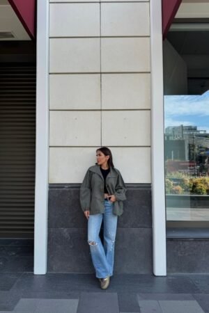 Oversize Haki Gömlek Ceket