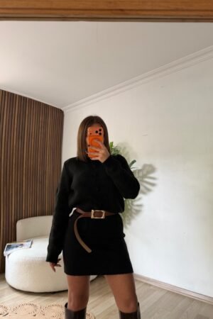 Basic Bisiklet Yaka Triko Elbise