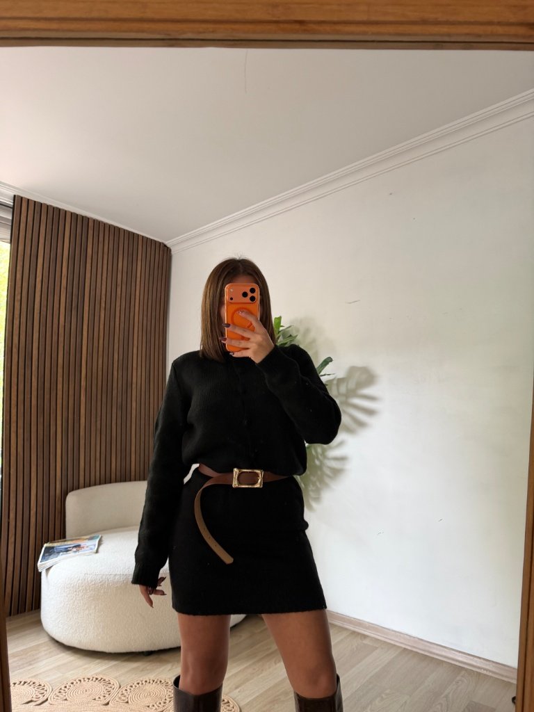 Basic Bisiklet Yaka Triko Elbise