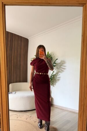 Tek Omuz Drapeli Abiye Elbise