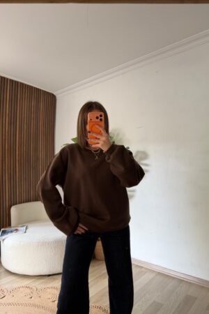 Oversize Basic Bisiklet Yaka Sweatshirt