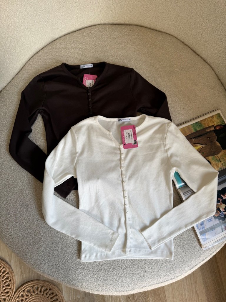 Önü Düğmeli Fitilli Basic Bluz - Görsel 2