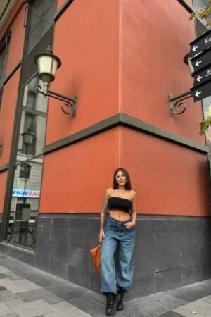 Yüksek Bel Balon Kesim Jean - Mavi