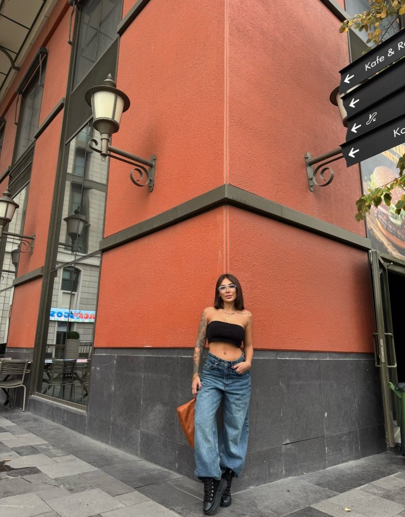 Yüksek Bel Balon Kesim Jean - Mavi