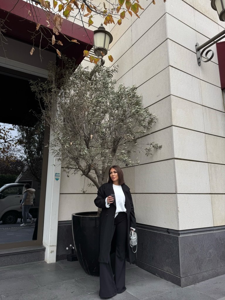 Klasik Uzun Kaşe Kaban - Siyah