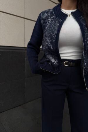 Pul payetli Triko Hırka