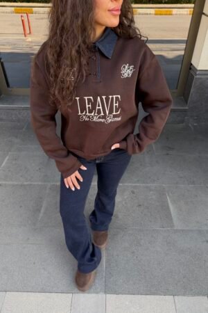 Koyu kahve oversize sweatshirt