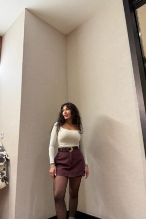 Kumaş kemerli şort etek