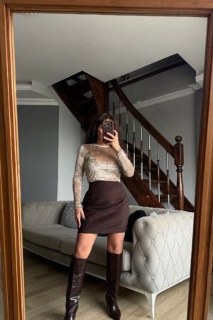 Pensli Süet Mini Etek