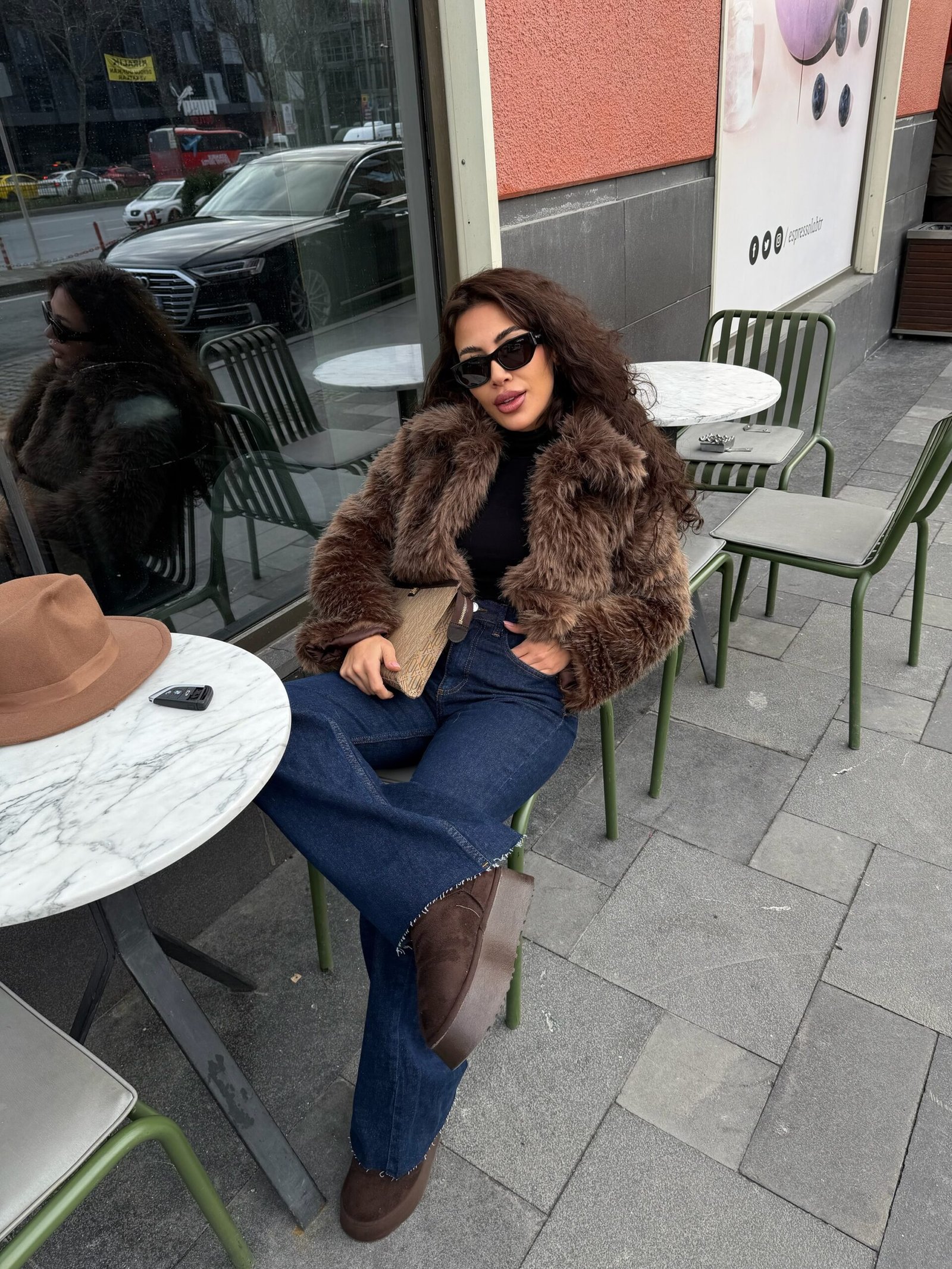 Kahve Crop Kürk - Görsel 2