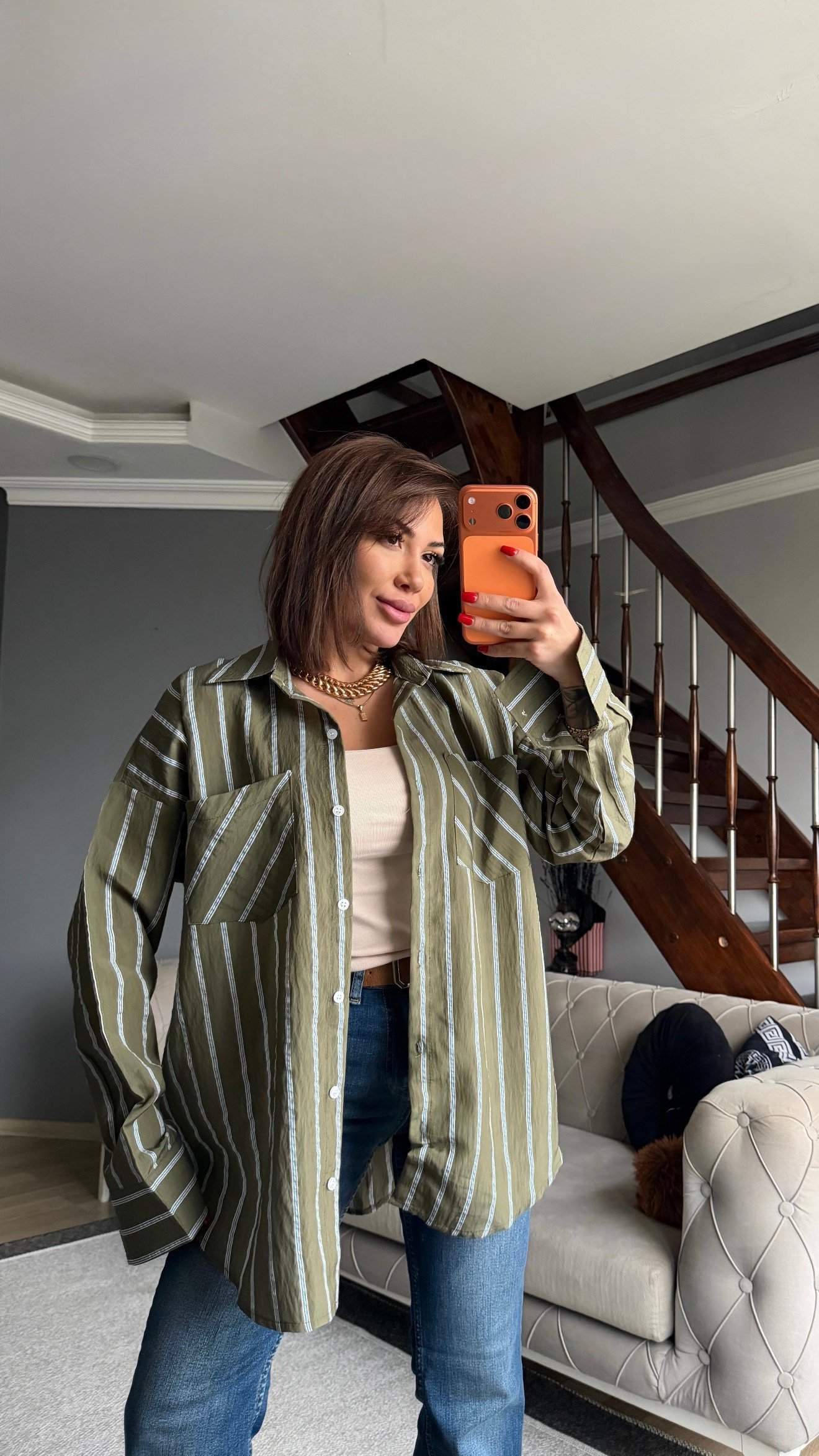 Çizgili Uzun Kol Gömlek