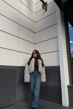 Yüksek bel Taşlı Jean