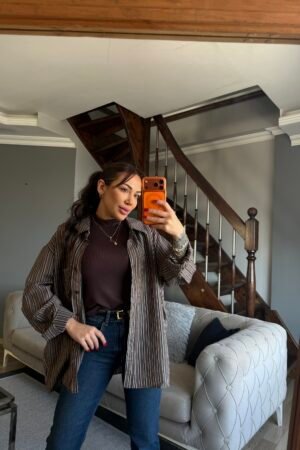 Çizgili Oversize Gömlek