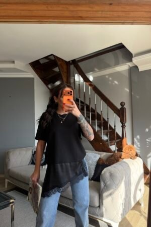 Asimetrik Saten Tişört