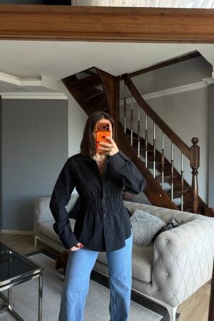 Belden Lastikli Büzgülü Gömlek