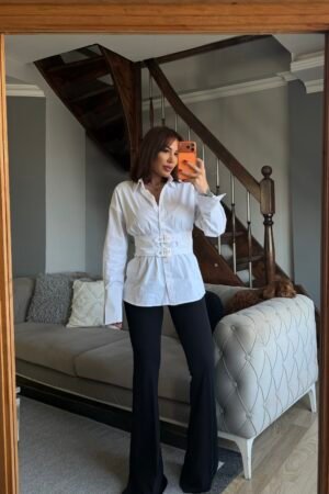 Likralı Yüksek Bel İspanyol Tayt