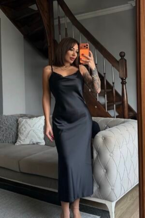 Askılı Saten Elbise