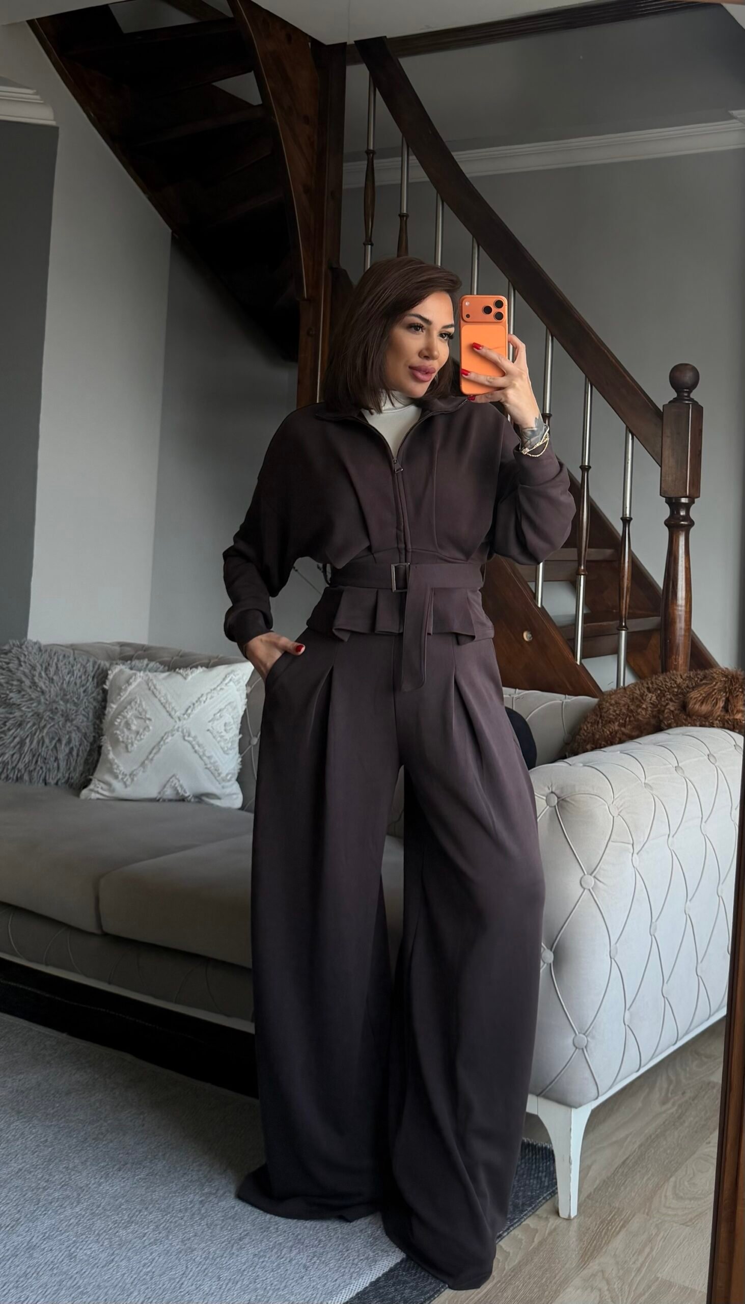 Belden Kemerli Oversize Takım