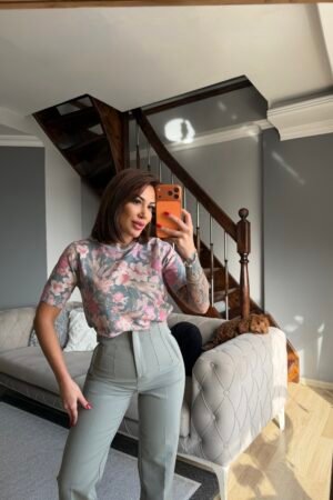 Kendinden Desenli Triko Bluz