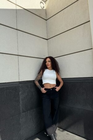 Kemerli Yüksek Bel Baggy jean