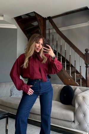 Modal Kumaş Fular Detaylı Bluz